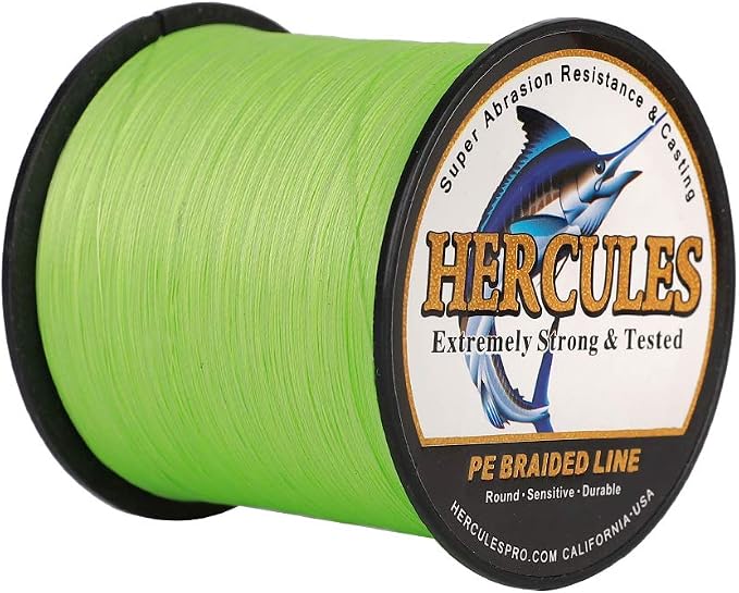 HERCULES Cost-Effective Super Strong 4 Strands Braided Fishing Line 6LB to 100LB Test for Salt-Water, 109/328 / 547/1094 Yards (100M / 300M / 500M / 1000M), Diam# 0.08MM - 0.55MM, Hi-Grade