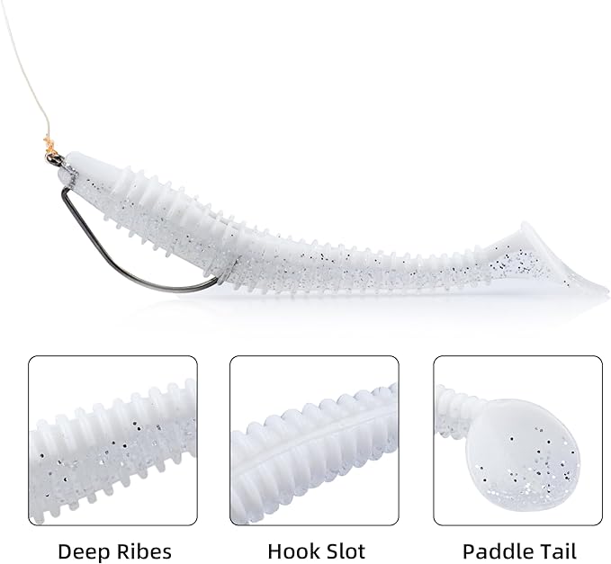 Paddle Tail Swimbaits 100/80/50PCS, 5/4/3/2 inch Soft Fishing Lures Bulk Pack – Durable Lifelike Action Lures for Bass, Trout, Crappie – Freshwater & Saltwater Fishing Gifts