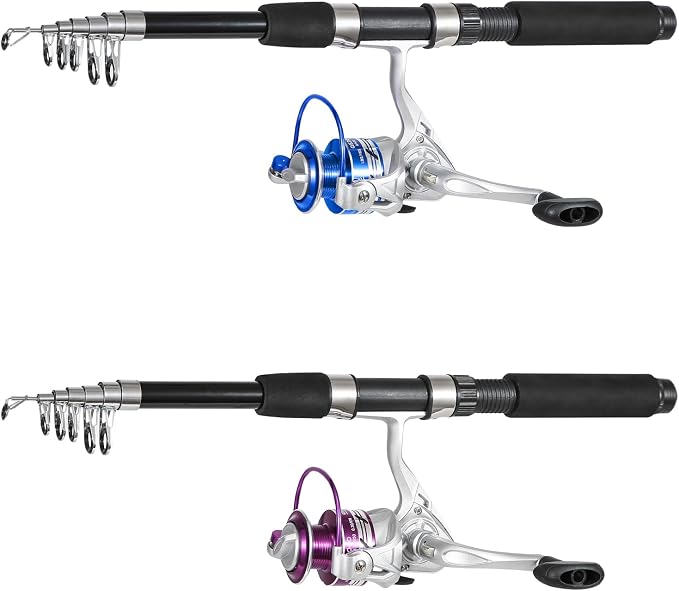 Tripquips Fishing Pole Combo, 6.9ft 2Pcs Telescopic Rods Set, Collapsible Fishing Rods, 2PCS Spinning Reel Set with Carrier Bag Freshwater Fishing Rod and Reel Combos Kits