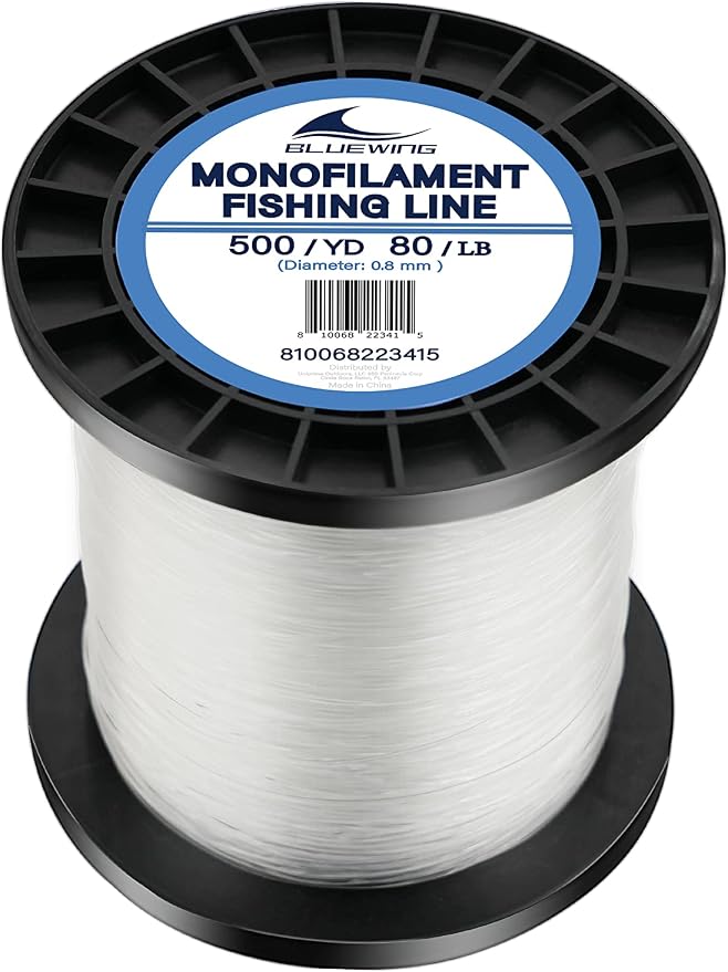 BLUEWING Monofilament Fishing Line Clear Mono Fish Wire Thin Diameter String 6-400 lbs, 50-3000 Yards