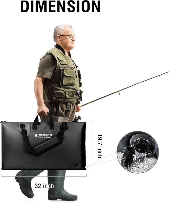 Buffalo Gear Fish Tournament Weigh in Bag for Bass Fishing, Heavy Duty Fish Bag for Caught Fish Waterproof,Leakproof,Puncture Resistant