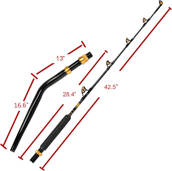 Fiblink Bent Butt Fishing Rod 2-Piece Saltwater Offshore Trolling Rod Big Game Roller Rod Conventional Boat Fishing Pole