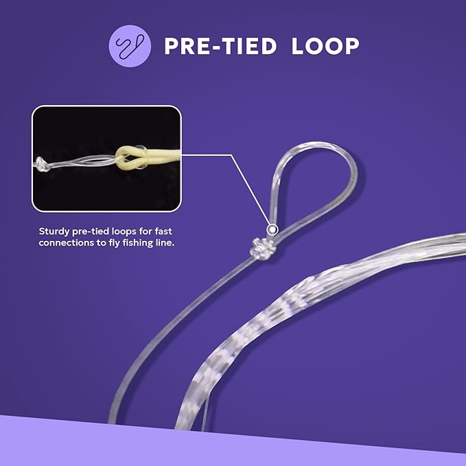 SF 3 Packs Pre-Tied Loop Fly Fishing Tapered Leader Fluorocarbon 7.5FT 9FT 12FT 0X 1X 2X 3X 4X 5X 6X 7X