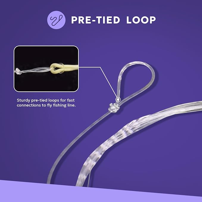 SF 3 Packs Pre-Tied Loop Fly Fishing Tapered Leader Fluorocarbon 7.5FT 9FT 12FT 0X 1X 2X 3X 4X 5X 6X 7X