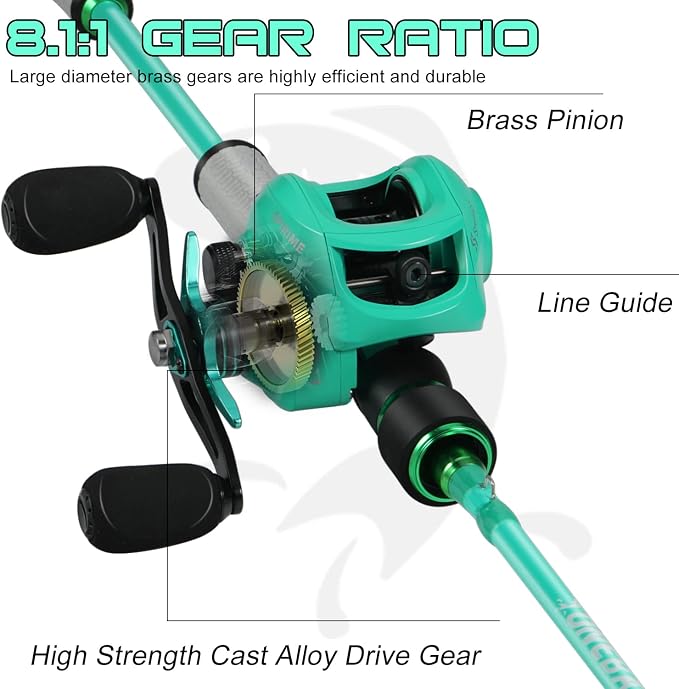 One Bass Fishing Rod Reel Combo, Baitcasting Fishing Pole with Graphite 2Pc Blanks