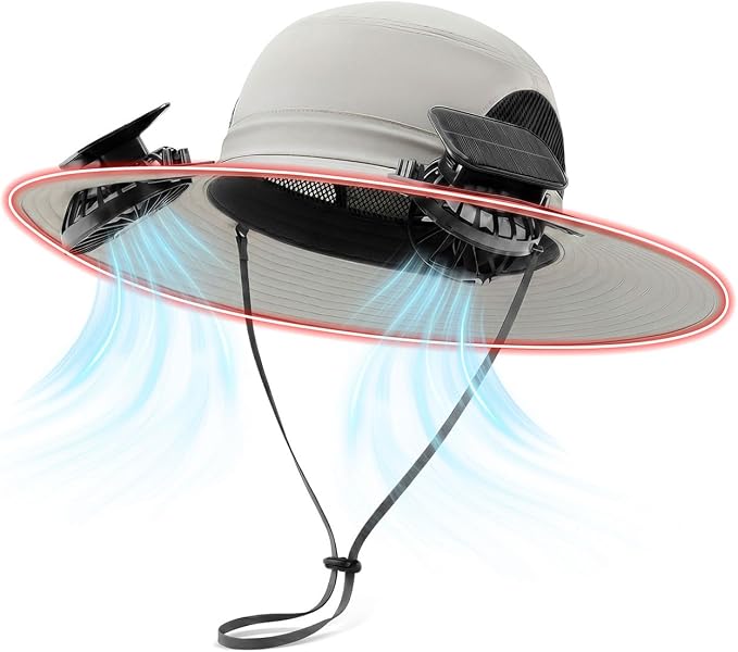 Solar Fan Hat with Steel Brim for Men Women UPF 50+ Garden Outdoor Fishing Beach Essential