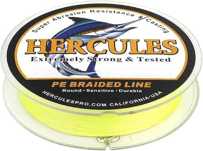 HERCULES Cost-Effective Super Strong 4 Strands Braided Fishing Line 6LB to 100LB Test for Salt-Water, 109/328 / 547/1094 Yards (100M / 300M / 500M / 1000M), Diam# 0.08MM - 0.55MM, Hi-Grade