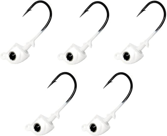 Reaction Tackle Tungsten Swimbait Jig Heads - 3D Realistic Eyes Attract Bass and More- Swim Bait Jig Head Fishing Hooks for use with Freshwater or Saltwater Fishing Lures (5-Pack)