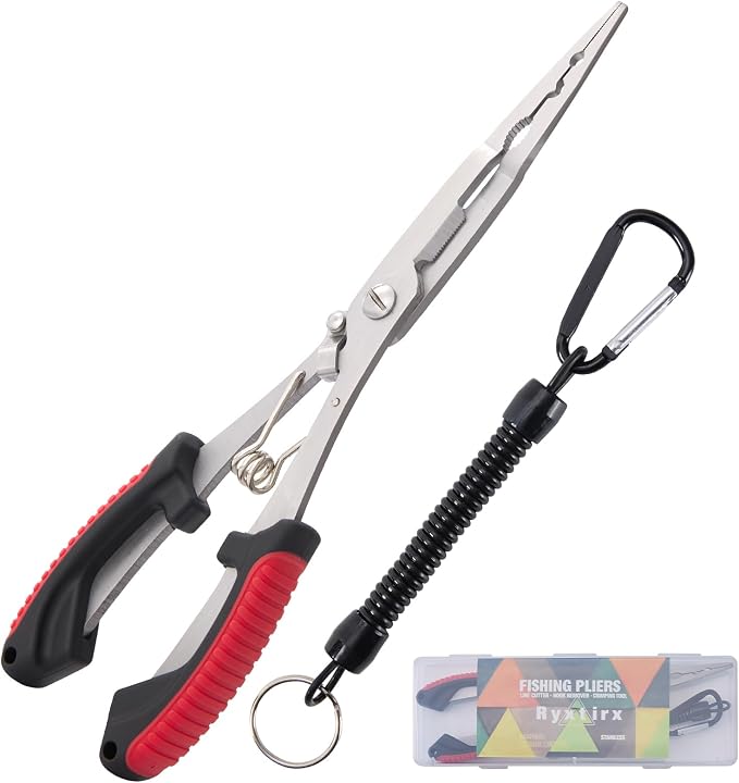 Saltwater Fishing Pliers - Stainless Steel Needle Nose Pliers, Hook Remover & Line Cutter with Non-Slip Handle, Fishing Tool for Freshwater & Saltwater
