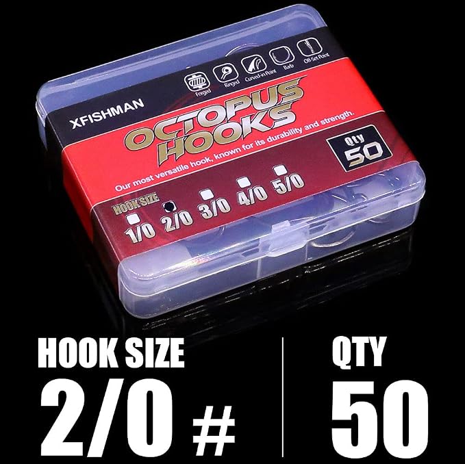 Octopus-Hook-Fishing-Beak-Circle-Hooks-Freshwater-Red-Black-100-50 Pack