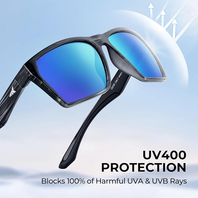 KastKing Beartrap Polarized Sports Fishing Sunglasses, With PuriVex Protective Lens Coating, Square Frame Design, Men Women