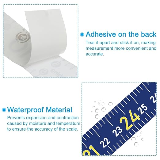 51 Inch Fish Measuring Tape Sticker for Boat 3Pcs Waterproof Self Adhesive Fishing Ruler for Boat Fishing Rod Kayak Accessories Cooler Workbench (Blue)