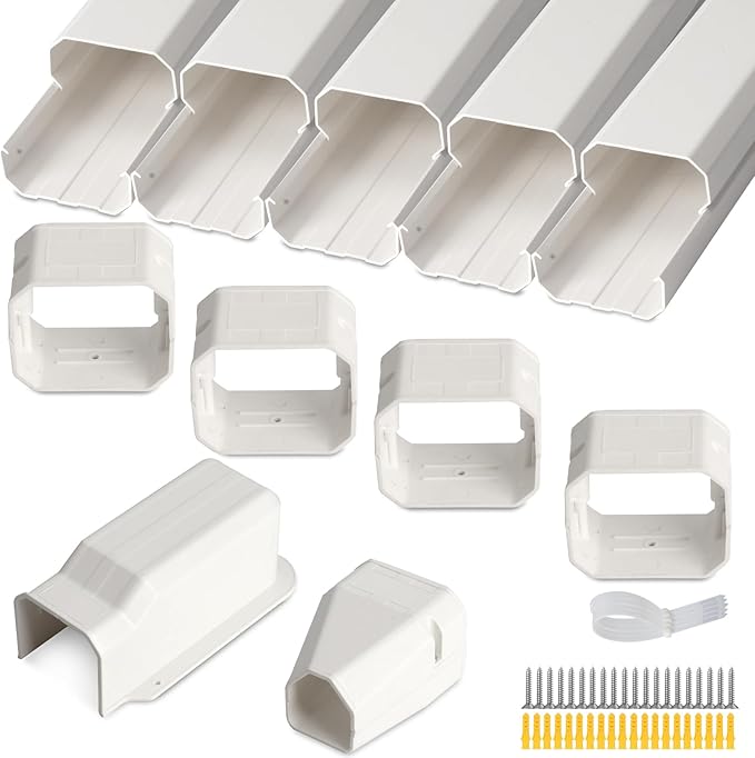 3" 7.5Ft Mini Split Line Set Cover,Plastic Line Kit for Outside Units, Mini Split Air Conditioner, Central AC and Heat Pump