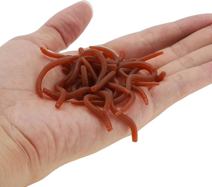 20pcs Worms for Bass Fishing, Soft Plastic Fishing Lures Plastic Worms, Fishing Worms for Bass Fishing Freshwater Saltwater