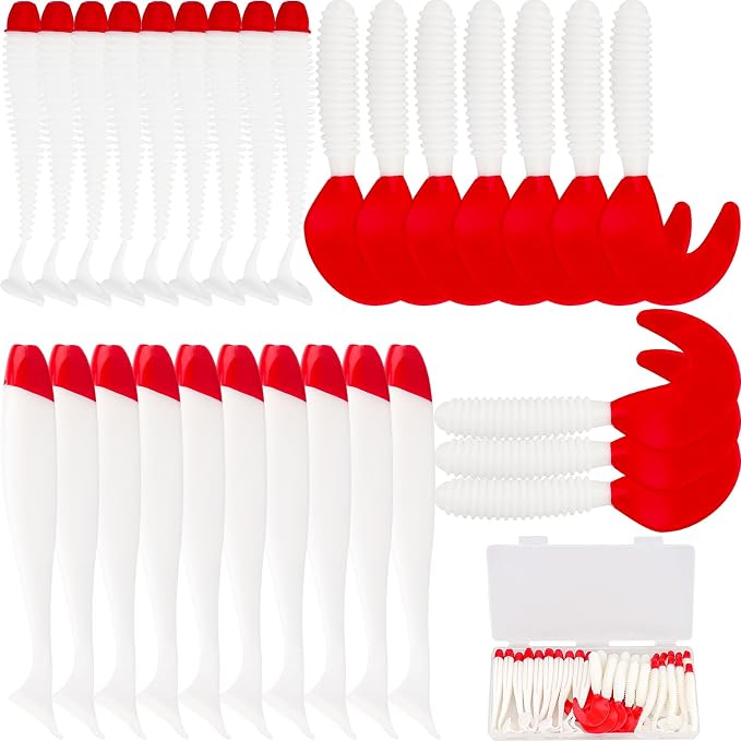 30pcs Soft Plastic Fishing Lures Paddle Tail Swimbaits Soft Baits Lure for Bass Crappie Trout Shad Freshwater Saltwater Fishing Mixed 3.5 Inch 4.7 Inch Swim Bait Kit with Box