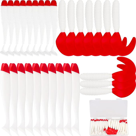 30pcs Soft Plastic Fishing Lures Paddle Tail Swimbaits Soft Baits Lure for Bass Crappie Trout Shad Freshwater Saltwater Fishing Mixed 3.5 Inch 4.7 Inch Swim Bait Kit with Box