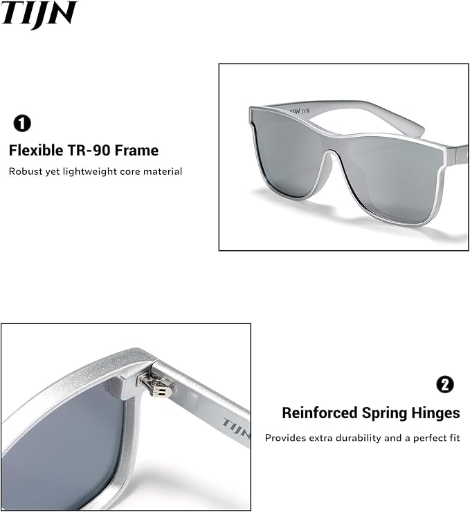 TIJN Polarized Fishing Sunglasses for Men Women UV400 Protection,Wraparound Outdoor Sports Glasses for Fishing,Hiking
