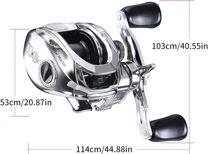 HAUT TON Matel Master Advanced Version Baitcaster reels,6.2:1Gear Ratio,5+1Ball Bearing,Bait clickers,12Lb Drag System Fishing Reels,for Saltwater,Freshwater
