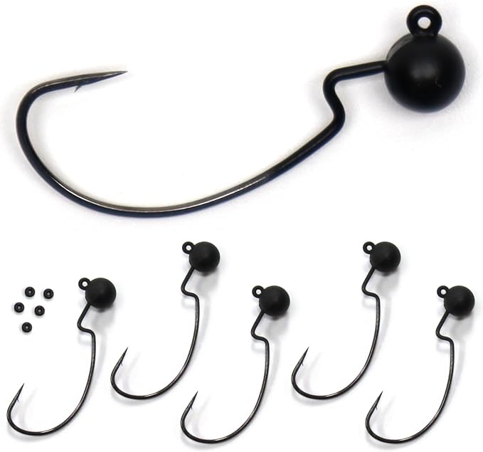 Harmony Fishing - Tungsten Offset Weedless Ned Rig Jigheads (5 Pack)