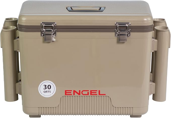 Engel UC30 Leak-Proof, Air Tight, Fishing Drybox Cooler with Built-in Fishing Rod Holders, Also Makes The Perfect Hard Shell Lunchbox for Men and Women