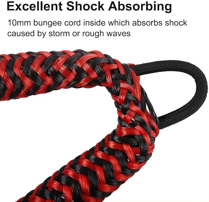 Bungee Dock Lines for Boat Shock Absorb Dock Tie Mooring Rope Boat Accessories 4-5.5 ft,4Pack (Black&Red)