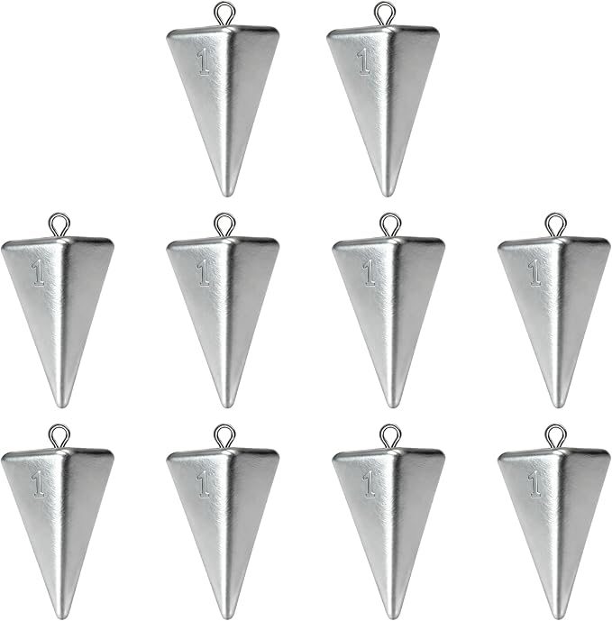 Fishing Weights Pyramid Sinkers Kit Bullet Fishing Weights Sinkers for Ocean Saltwater Surf Fishing Gear Tackle 1oz 2oz 3oz 4oz
