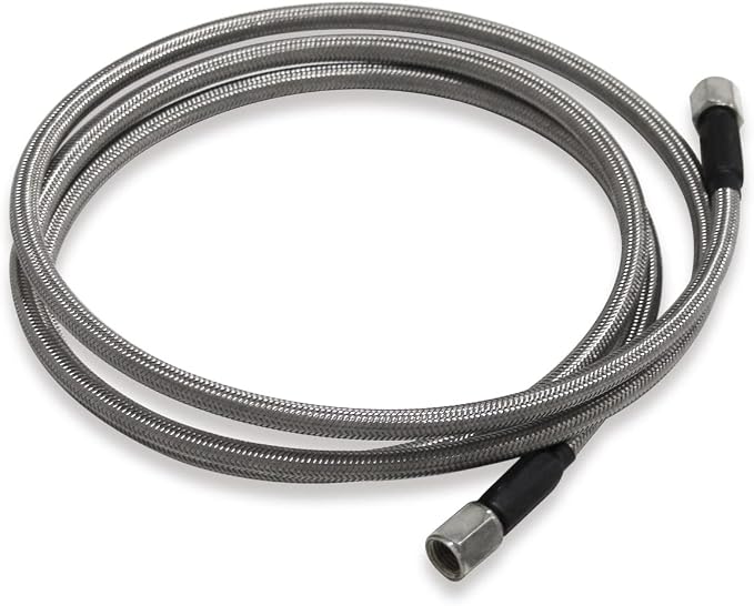 Steel Braided Turbo Oil Feed Line -4AN, Pressure Stainless Remote Turbocharger Sensor Teflon 4 AN Gauge Line Kit (60 inch)