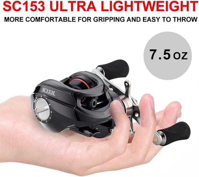 Fishdrops Baitcaster Reel Ultra-Light Baitcasting Fishing Reel, 7.0:1 Gear Ratio, 12.12LB Drag Magnetic Brake, Smooth 11+1BB, Freshwater & Saltwater and Affordable Low Profile Bait Caster Reel