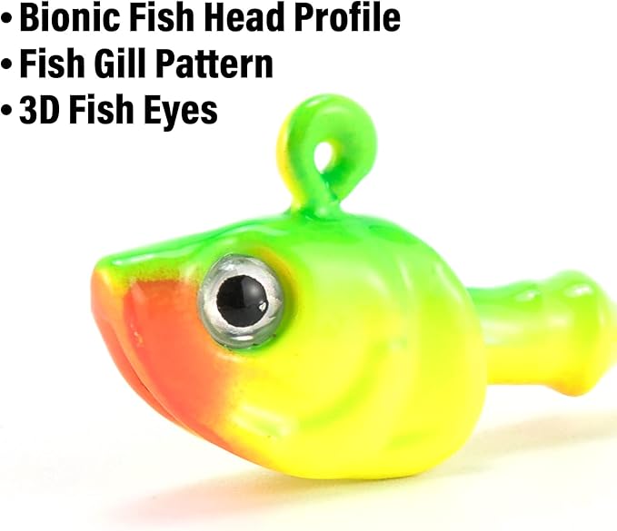 Dr.Fish 10 Pack Swimbait Jig Heads, Saltwater Fishing Jig Heads 3D Eyes High Carbon Steel Hooks Surf Fishing Lures Flounder Striper Halibut Pompano Bass