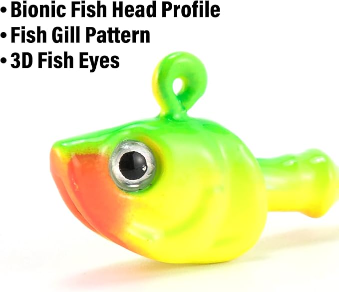 Dr.Fish 10 Pack Swimbait Jig Heads, Saltwater Fishing Jig Heads 3D Eyes High Carbon Steel Hooks Surf Fishing Lures Flounder Striper Halibut Pompano Bass