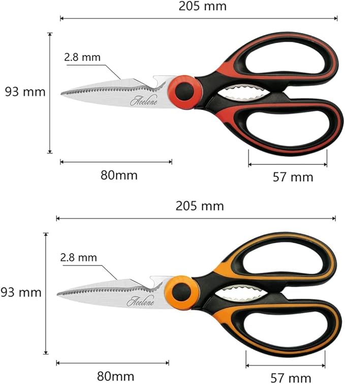Acelone Kitchen Shears 2-Pack, Heavy Duty Stainless Steel Kitchen Scissors, One for Meat Poultry & BBQ Cutting, One for Vegetable & Herb Slicing, Dishwasher Safe All Purpose Cooking Utility Scissors