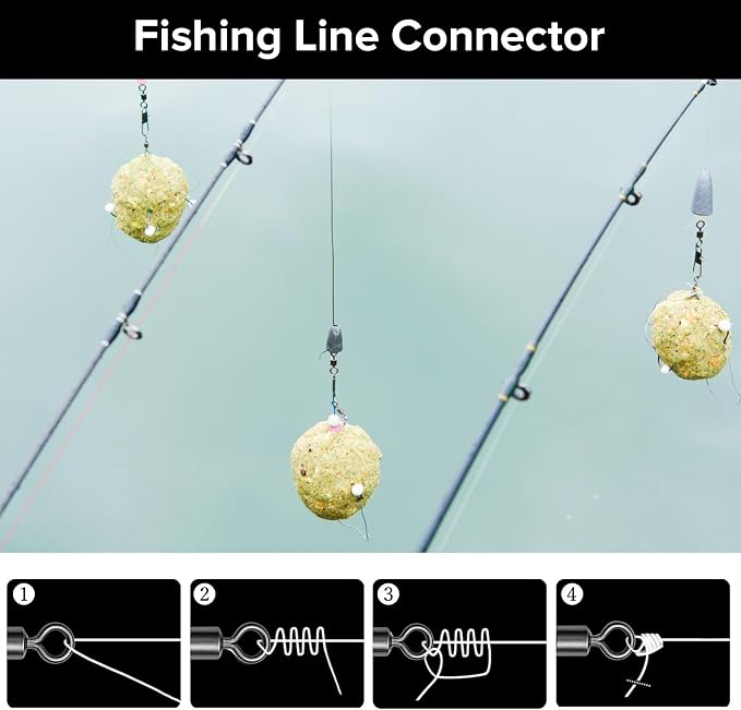 DONQL Fishing Swivels 200pcs, Swivels Fishing Tackle, Stainless Steel Barrel Swivel, #4#6#8#10#12#14, 61.7lbs to 6.6 lbs, for Saltwater, Freshwater, Leader, Line, Lure Connector