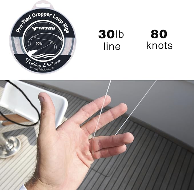 80 Pre-Tied Dropper Loops, 60LB Monofilament Fishing Line, 16 Inch Spacing with 5-6 Inch Loop, Saltwater Freshwater Fishing Leader Rigs for Bottom Fishing