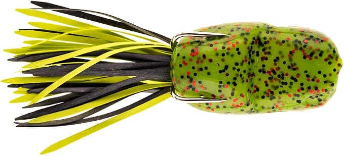 Scum Frog Popper Topwater Bass Fishing Hollow Body Frog Lure with Weedless Hooks, Green