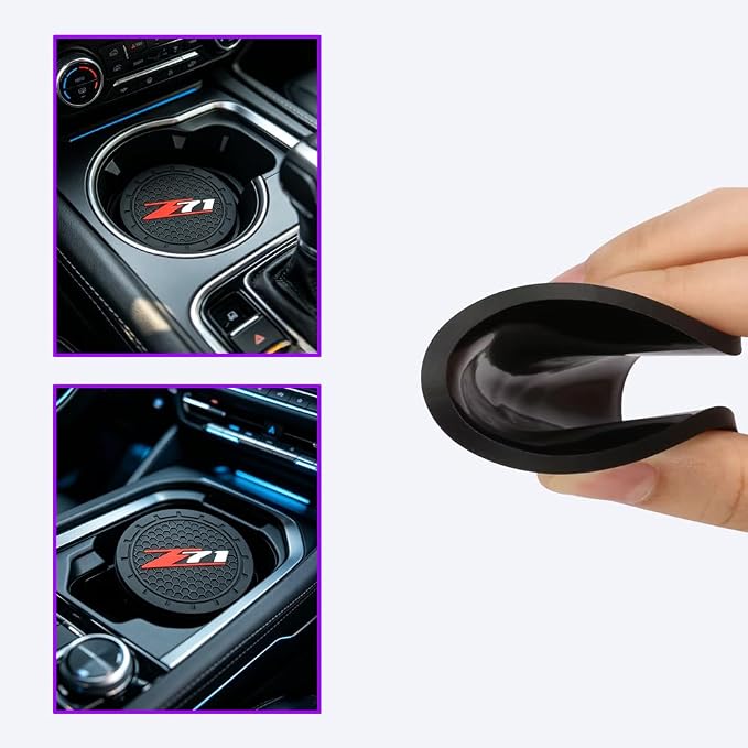 2 Pack Chevy Z71 Car Cup Holder, Non-Slip Cup Coasters for Colorado Silverado Fashion car Interior Accessories,Decorative Car Cup Mat, Diameter 2.75 Inch