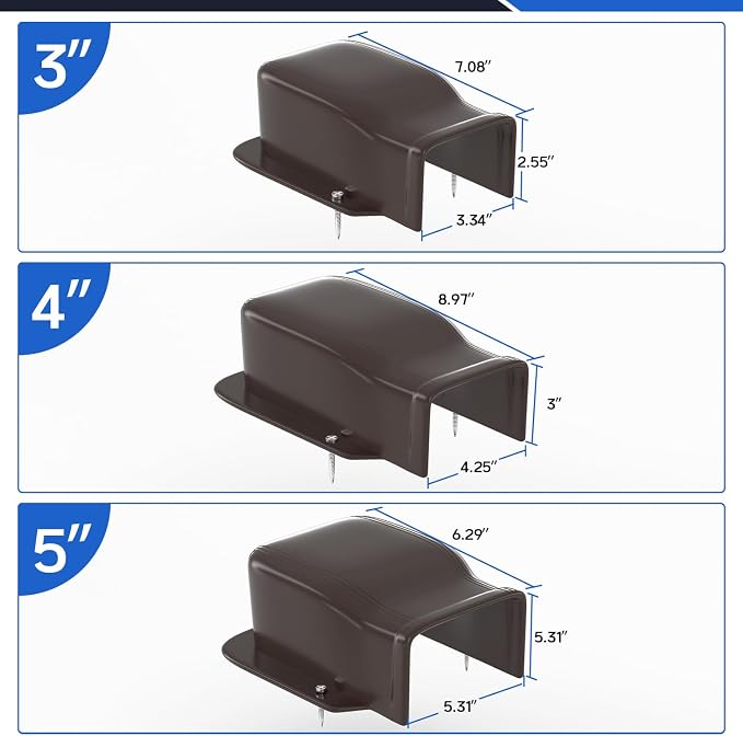 3'' Width Entry Wall Cover, PP Mini-Split Line Set Cover Accessories for Ductless Mini Split, Central AC and Heat Pumps, Brown