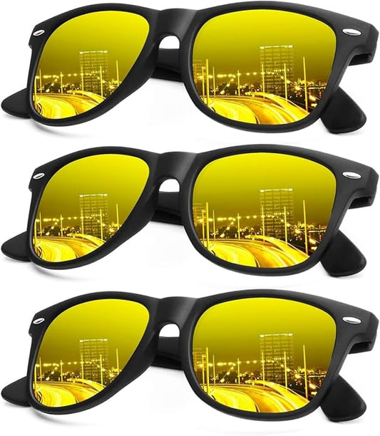 KALIYADI Polarized Sunglasses for Men and Women Matte Finish Sun glasses Color Mirror Lens UV Blocking (3 Pack)