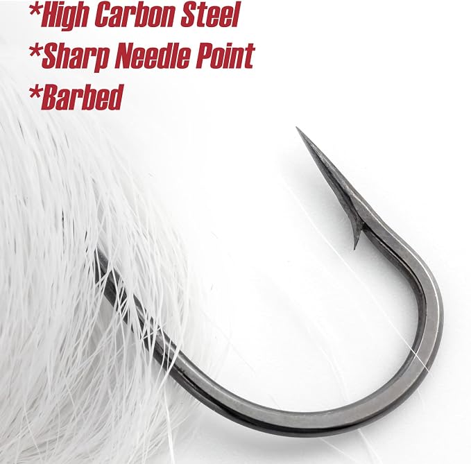 Dr.Fish 3 Pack Bucktail Jig Lure Hair Jig Saltwater Freshwater Lures Surf Fishing Bass Flounder Striper Bluefish Halibut Redfish