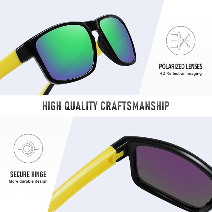 Sports Polarized Sunglasses for Men Women UV Protection Unbreakable Driving Running Fishing Hiking Sun Glasses