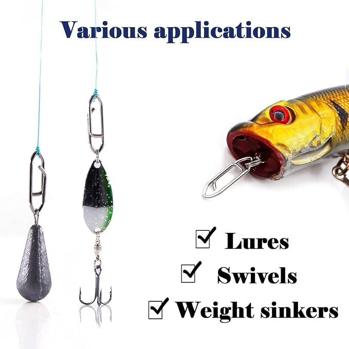 50Pcs High Strength Fishing Swivels | Ball Bearing Snap Swivels with Stainless Steel| Saltwater/Freshwater Quick-Change Snap Swivels for Catfishing Tackle,Lures