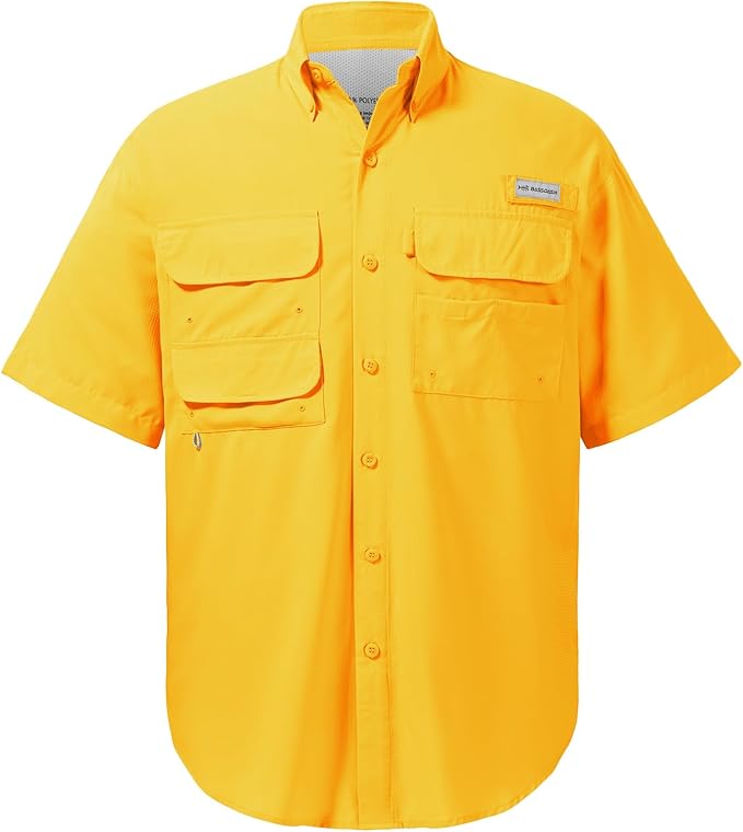 Bassdash UPF 50 Men’s Fishing Dress Shirt Button Down Woven Short Sleeve Outdoor