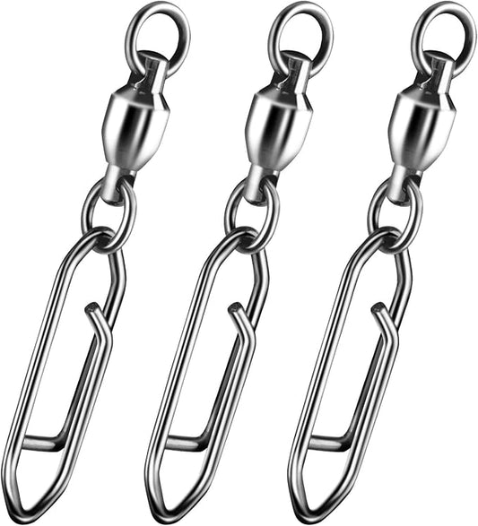 Alwonder 30-Pack Fishing Speed Clips Quick Change Snap Swivels, Ball Bearing Swivel Power Clips Fishing Snap Swivels Freshwater Saltwater Crankbait Popper Lures Quick Snaps Connectors Tackle