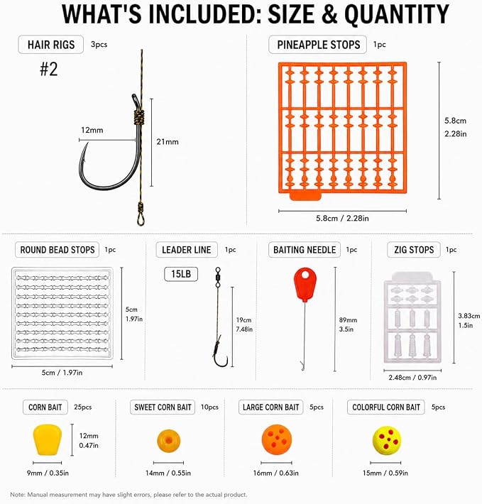 52pcs/218pcs Carp Fishing Rig Kit with Pop-Up Boilies, Dumbell Baits and Rig Needles Fishing Accessories