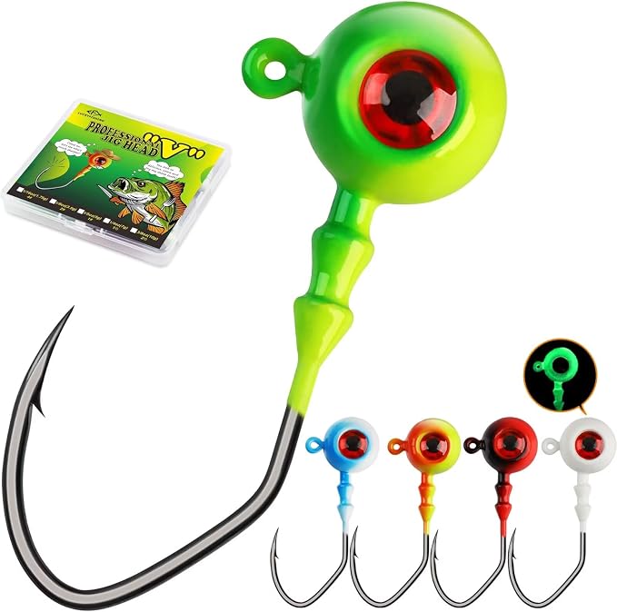 LUCKYFISHING Jig Heads Crappie Jigs Walleye Jigs Heads for Fishing Gifts for Men 1/16oz 1/8oz 1/5oz 1/4oz 3/8oz