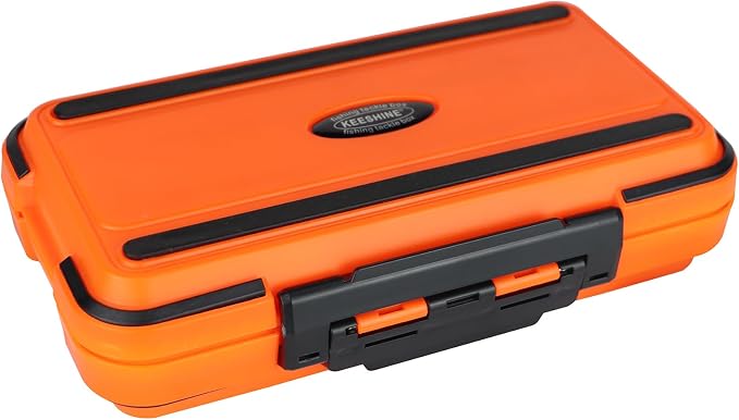 small tackle box, mini waterproof fishing tackle box organizer, double sided organizer travel box(L Orange)