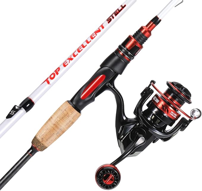 Sougayilang Fishing Rod and Reel Combo, 5.9ft/6.9ft 2-Piece MH Spinning Rod with Spinning Reel, 15lb Max Drag, Cork & EVA Grip, Saltwater Freshwater Gear for Bass Walleye Trout-2Packs