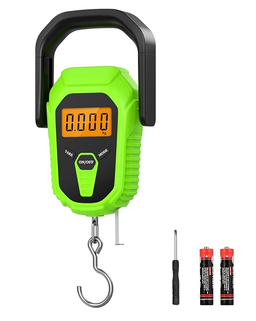 Digital Fishing Scale with Lip Gripper, 110lb/50kg Waterproof Fish Weight Scale with Tape Measure, Hook & Clamp, LCD Display & Hanging Design, Ideal Fishing Gift for Men Anglers