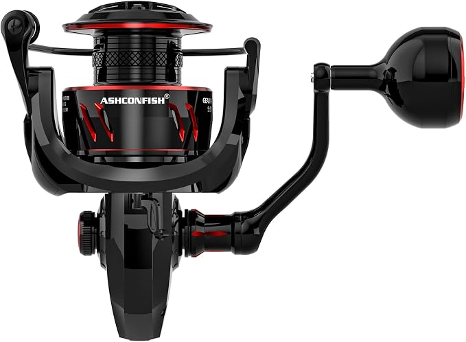Ashconfish New CFSW Spinning Reel Saltwater Freshwater Fishing Reel - 39.7lbs Max Drag, Aluminum Spool, 5.5:1 Gear Ratio, Upgraded Copper Gears, Metal Handle Knob, Smooth Bearings