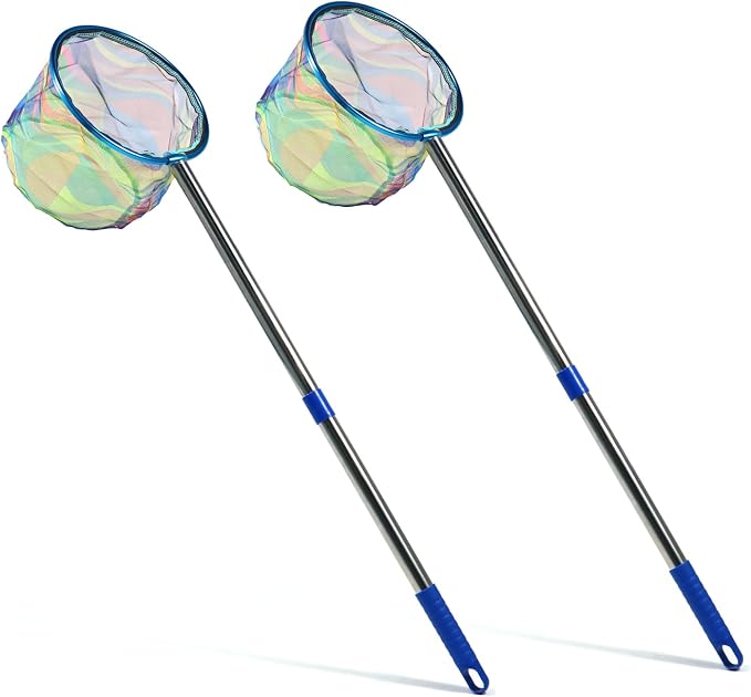 Fishing Net 2 Pack Retractable Lightweight Landing Net with Aluminum Rod Handle Fishing Nets for Youth Catch and Release Butterfly Nets