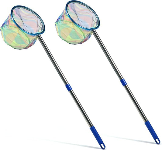 Fishing Net 2 Pack Retractable Lightweight Landing Net with Aluminum Rod Handle Fishing Nets for Youth Catch and Release Butterfly Nets